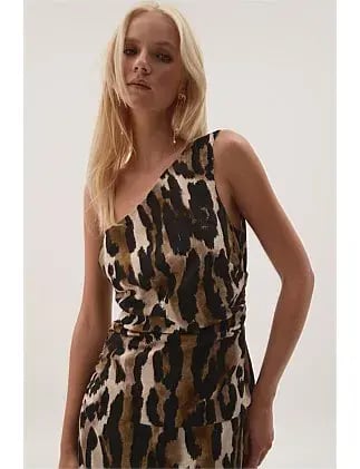 Aje Studio Daze One Shoulder Maxi Dress Animal Print Size 8 photo 2