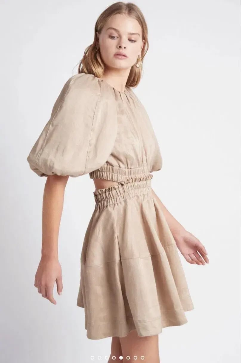 Aje Solitude Cutout Mini Dress Beige Size 10 photo 2