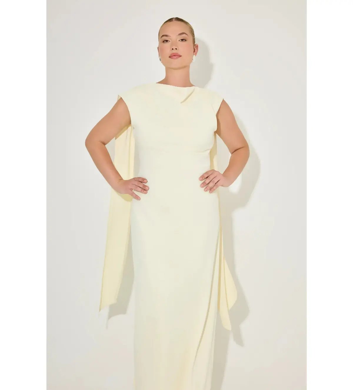 Odd Muse The Ultimate Muse Drape Back Maxi Dress Butter Cream Size 8 photo 2