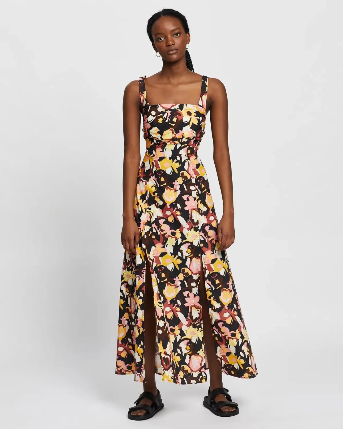 Camilla and Marc Delfino Split Skirt Midi Dress Multi Size 8 photo 2