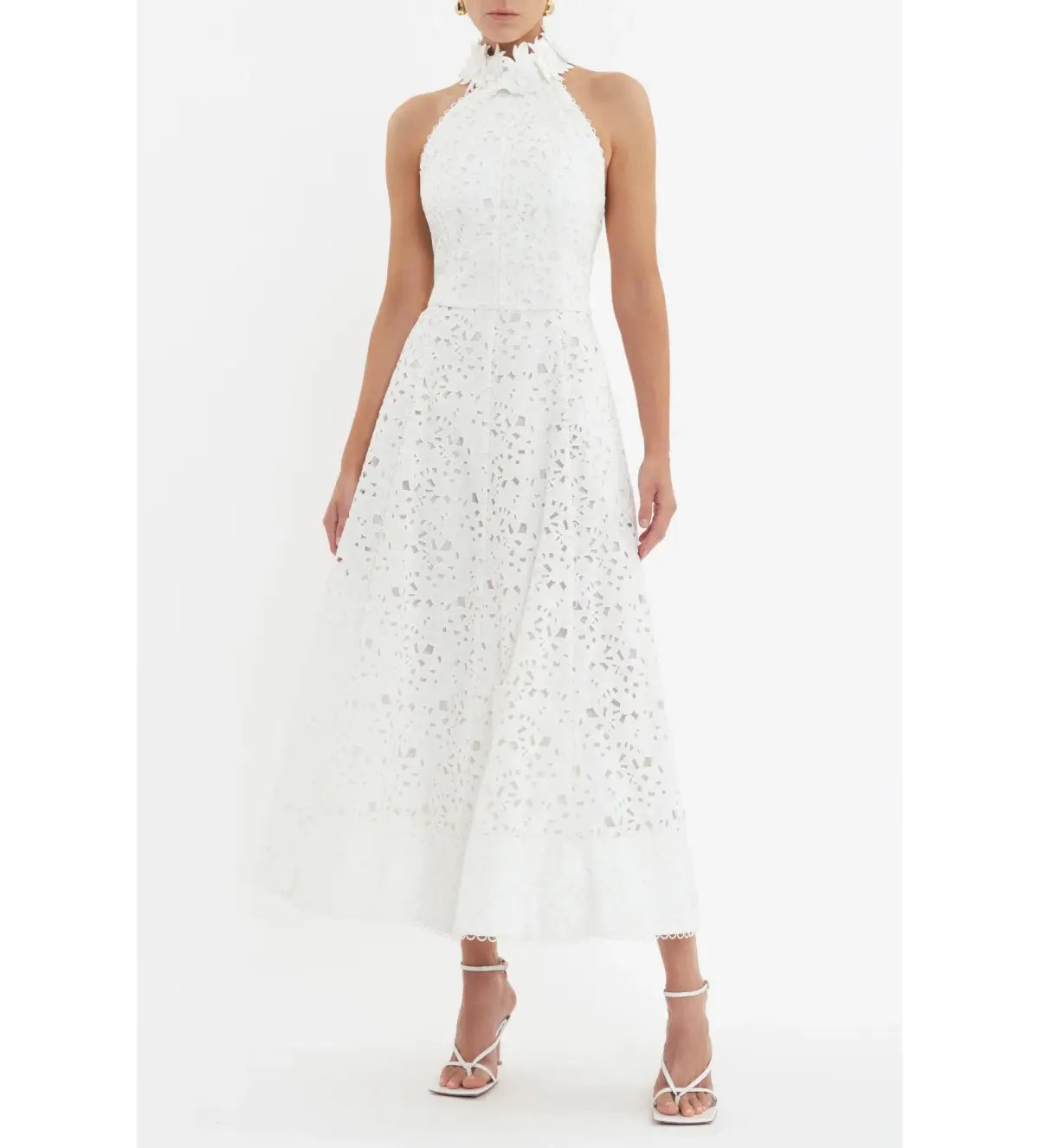Rebecca Vallance Nuvola Halter Midi Dress in Ivory Size AU 8 photo 2