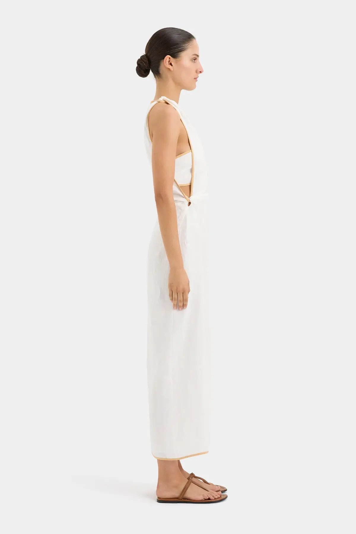 Sir the Label The Noemi Cut Out Midi Dress in Ivory Size 8 photo 2