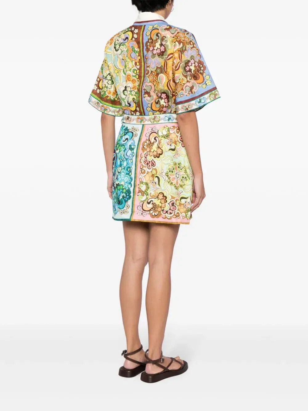 Alemais Dreamer Mini Shirt Dress Multi Print Size 10 photo 3