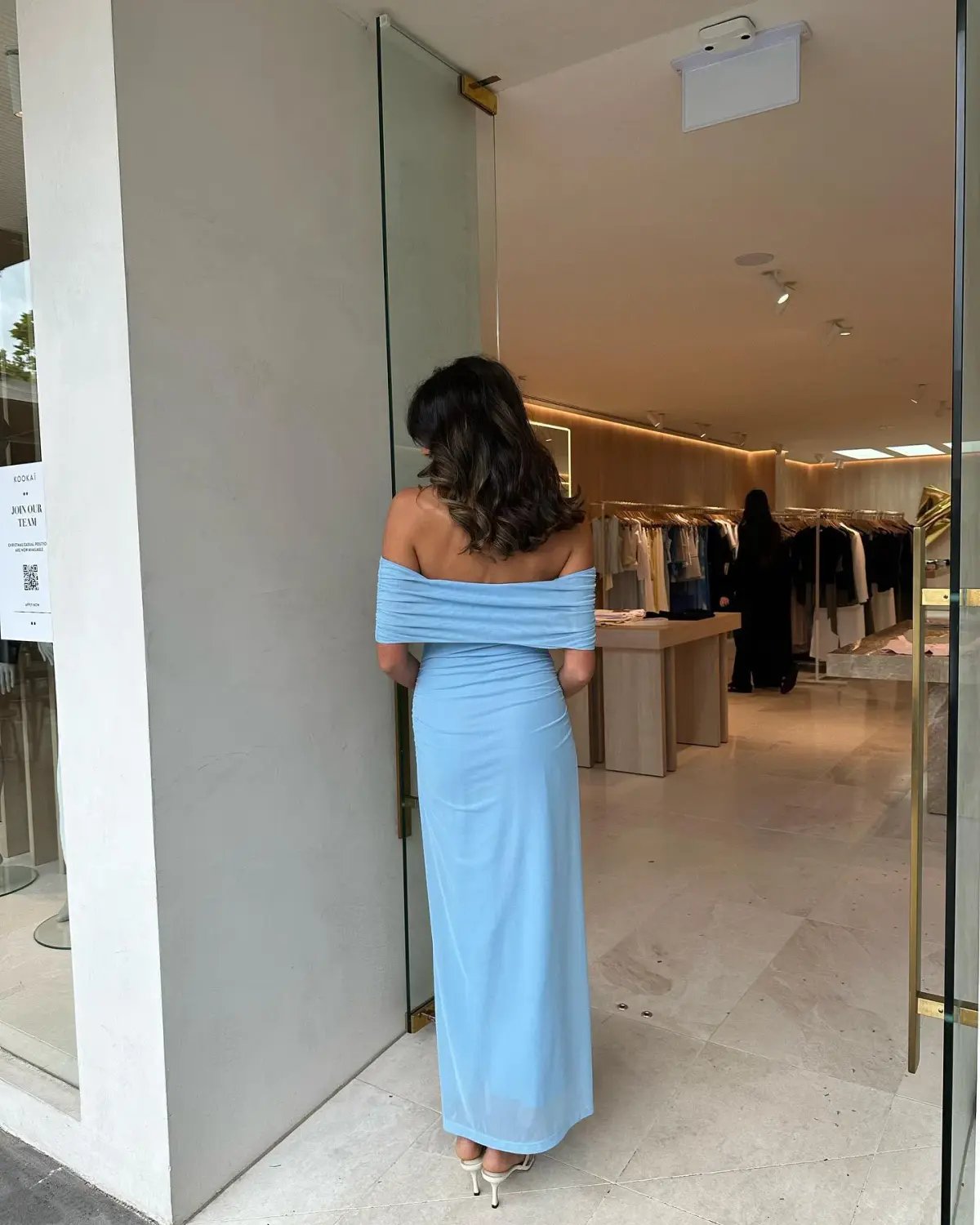 Kookai Bolt Off Shoulder Midi Dress Blue Size 8 photo 2