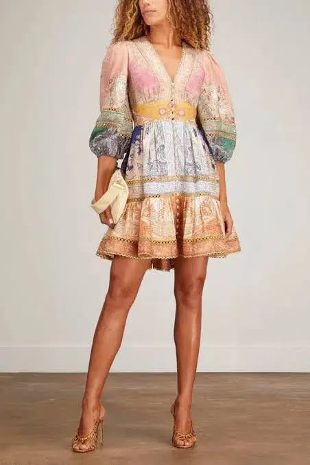 Zimmermann Anneke Lantern Mini Dress Print Size 3 / Au 14 photo 3