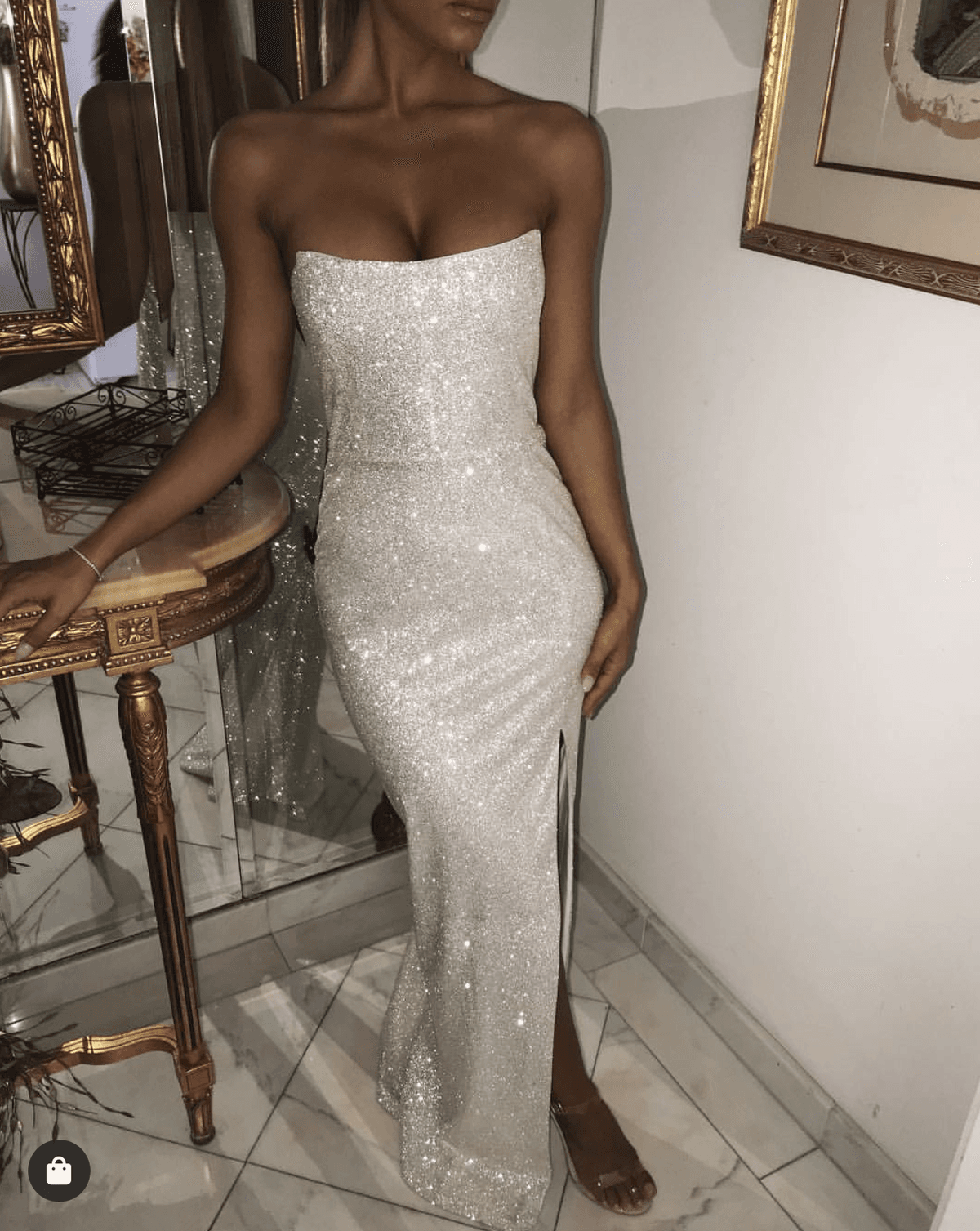 MESHKI Sierra Maxi Dress Silver Size 6 photo 4