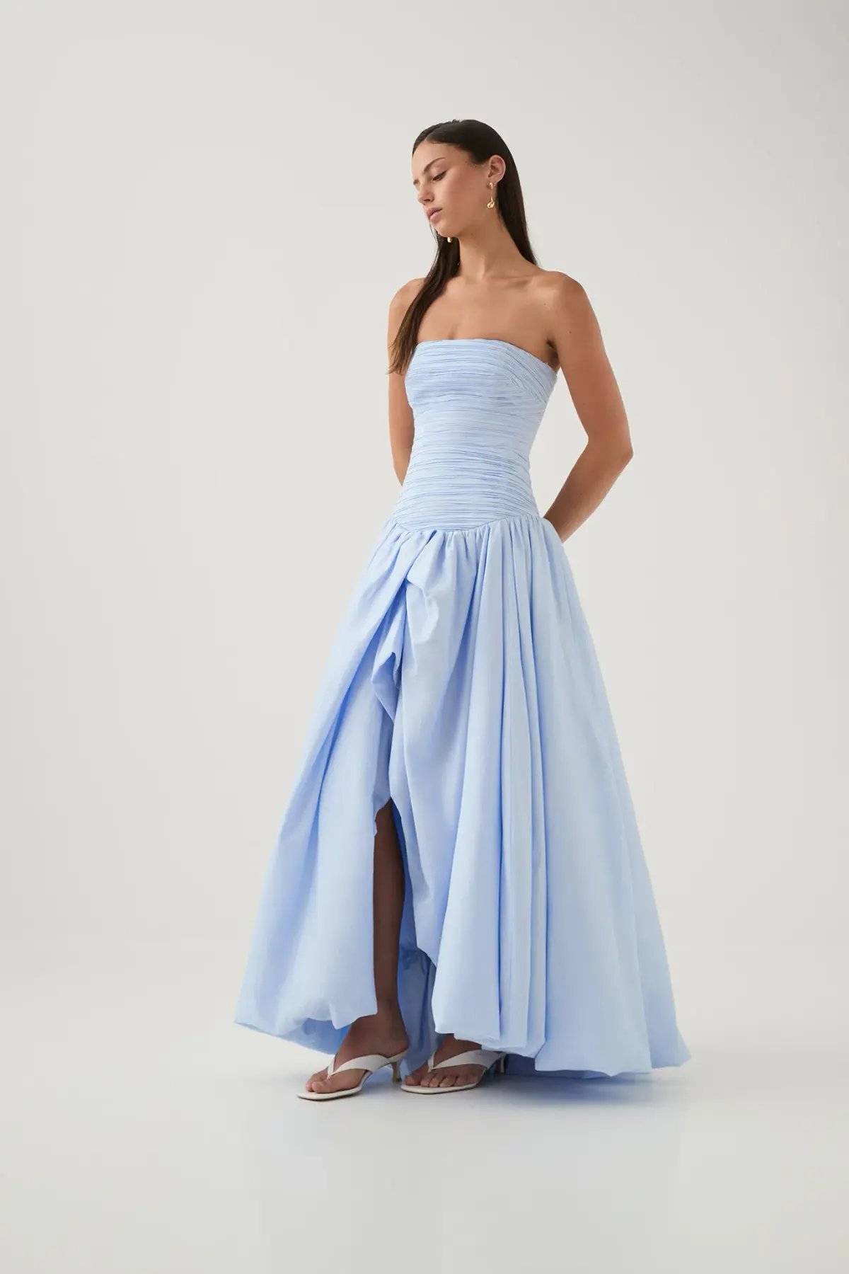 Aje Violette Bubble Hem Maxi Dress Pearl Blue Size 10 photo 2