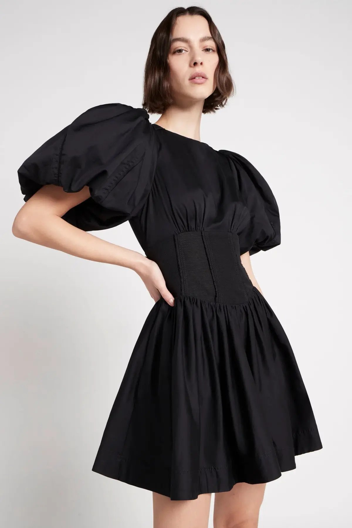Aje Gianna Puff Sleeve Dress Black Size 12 photo 2