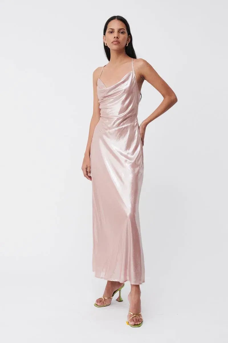 Suboo Draped Cowl Maxi Slip Dress Pink Rosa Size XS / AU 6 photo 3
