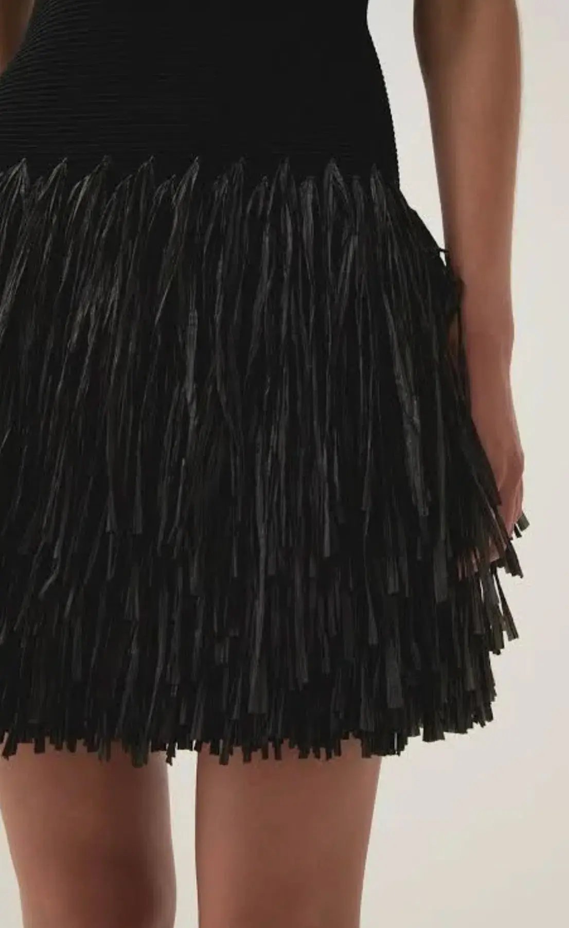 Aje Rushes Raffia Knit Mini Dress Black Size 8 photo 5