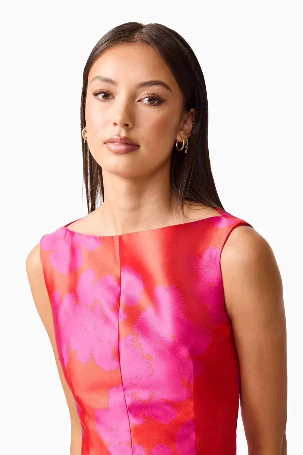 Elliat - Eloise A-Line Midi Dress in Pink & Red - Size 12 photo 4