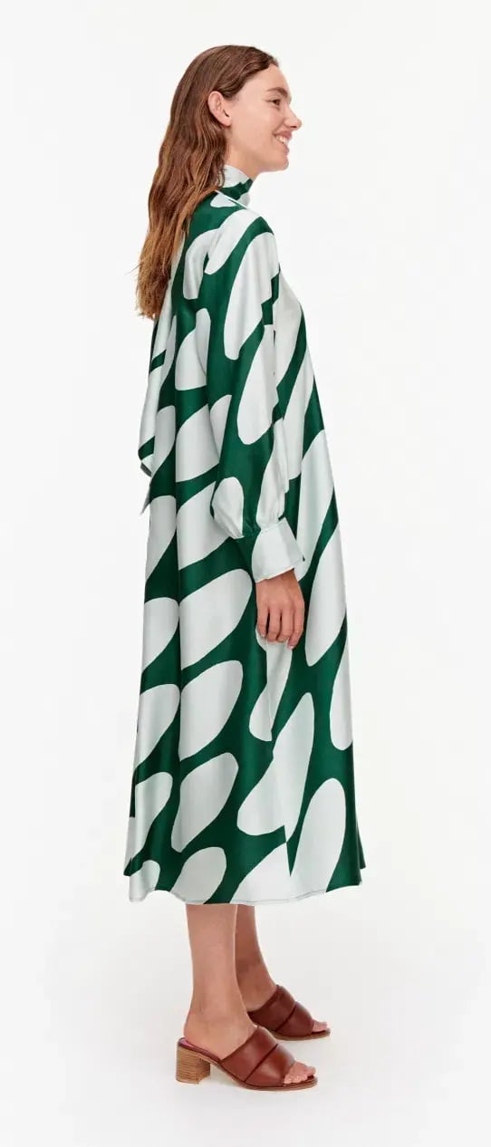 Marimekko Aatoilee Linsii Silk Dress Print  Green Size AU 6 photo 2