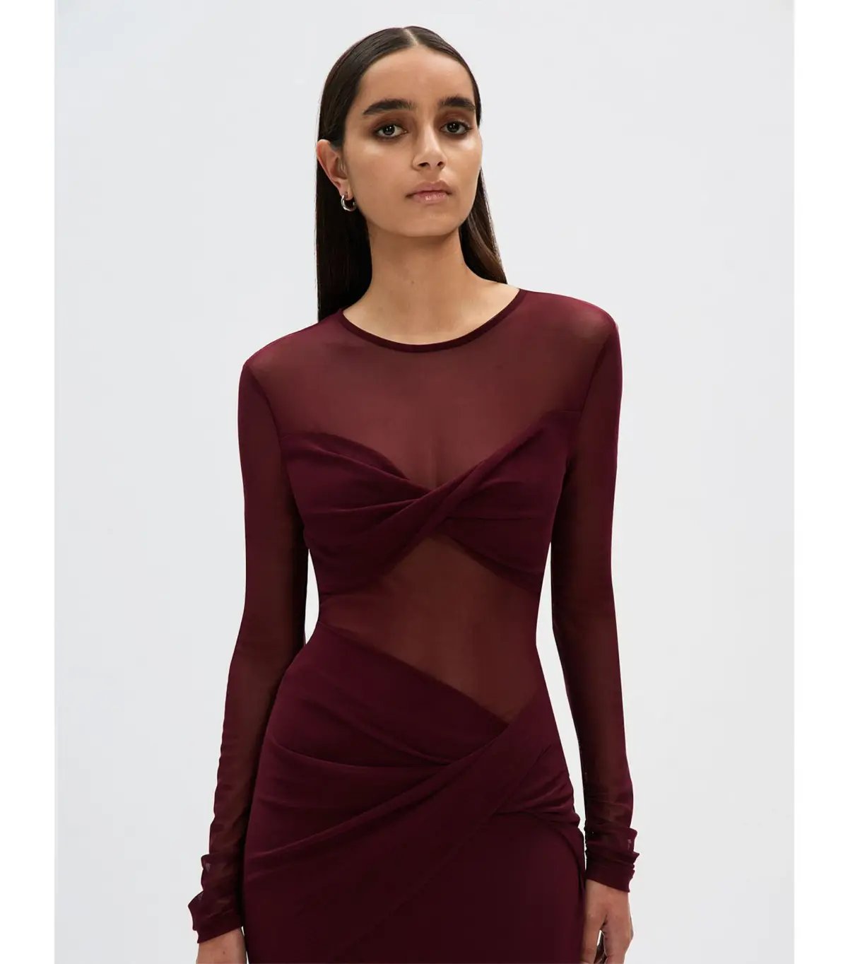Misha The Abelia Mesh Maxi Dress in Berry Size 10 photo 2