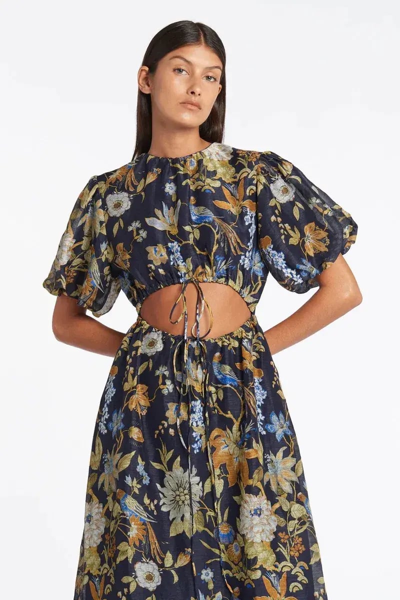 Sir The Label Lilian Puff Sleeve Maxi Dress In Delia Print Navy Size AU 8 photo 3