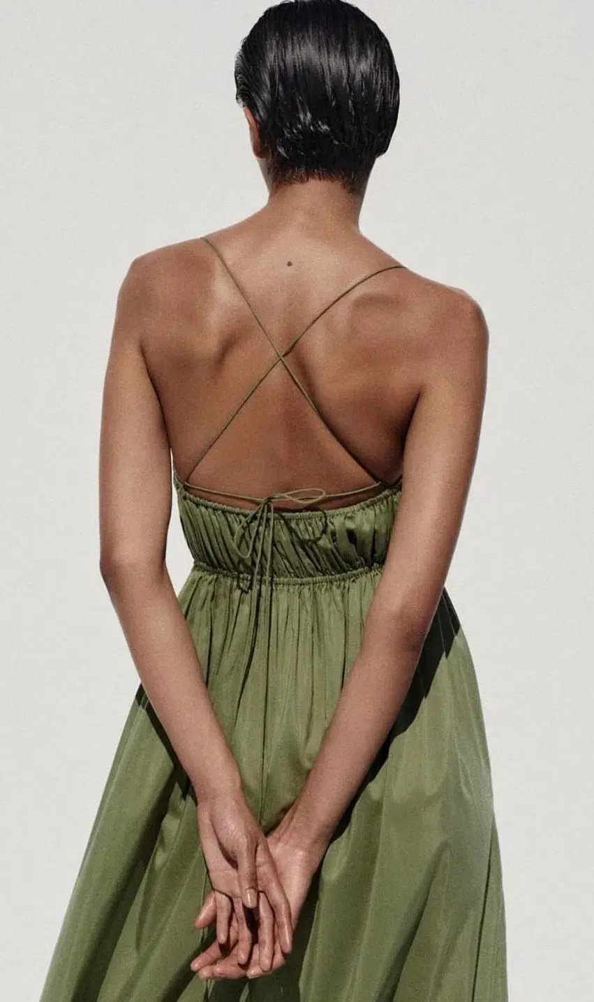 Matteau Shirred Cami Dress Green Size 8 photo 2