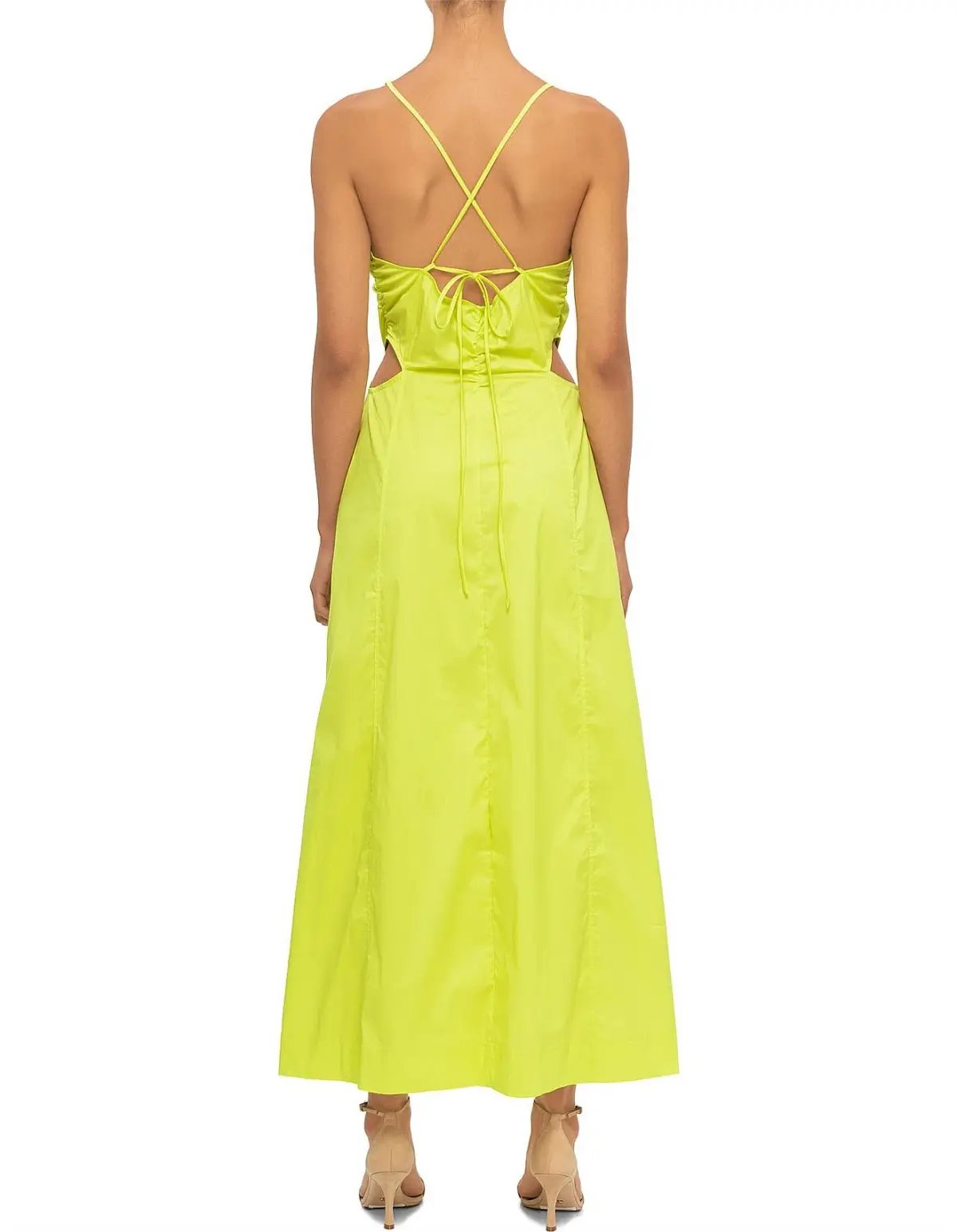 Ganni Stretch Cotton Maxi Dress Yellow Size 12 photo 3