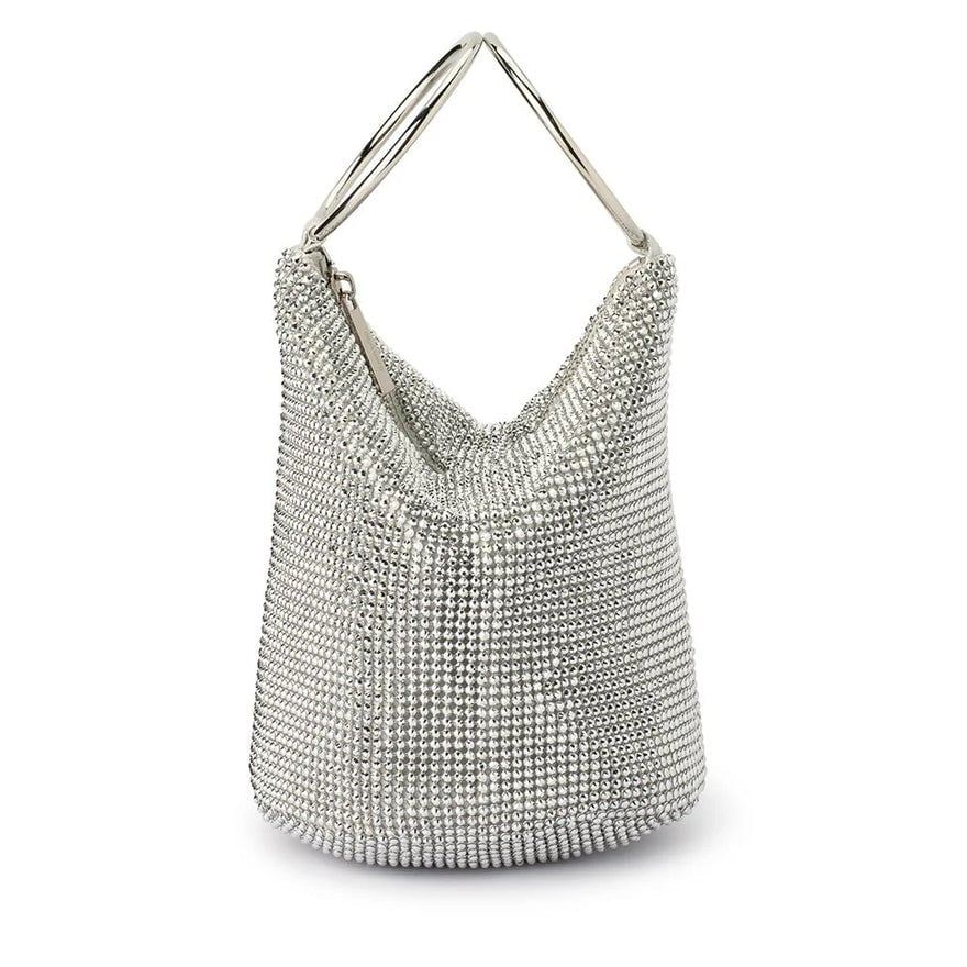 Olga Berg Ellie Crystal Mesh Bag - Silver photo 3