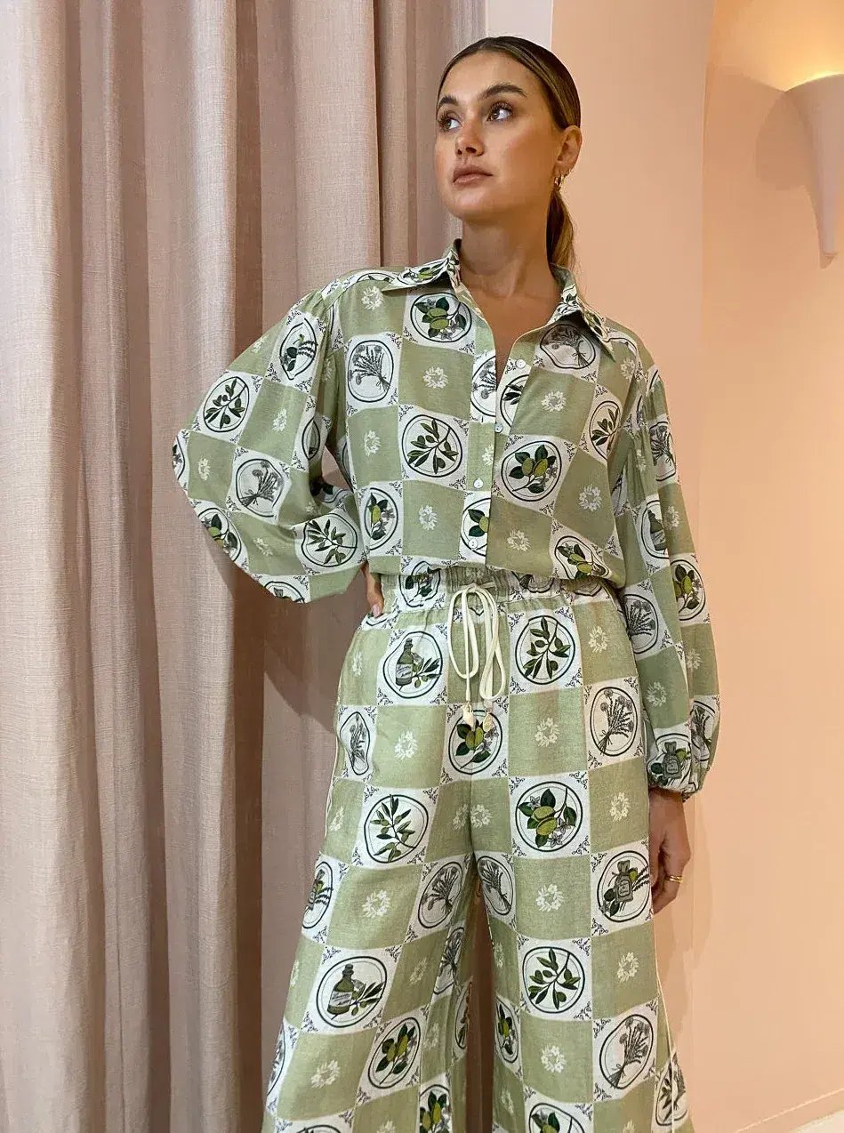 Alemais Sofia Shirt and Pants Set in Olive Size 10 photo 2