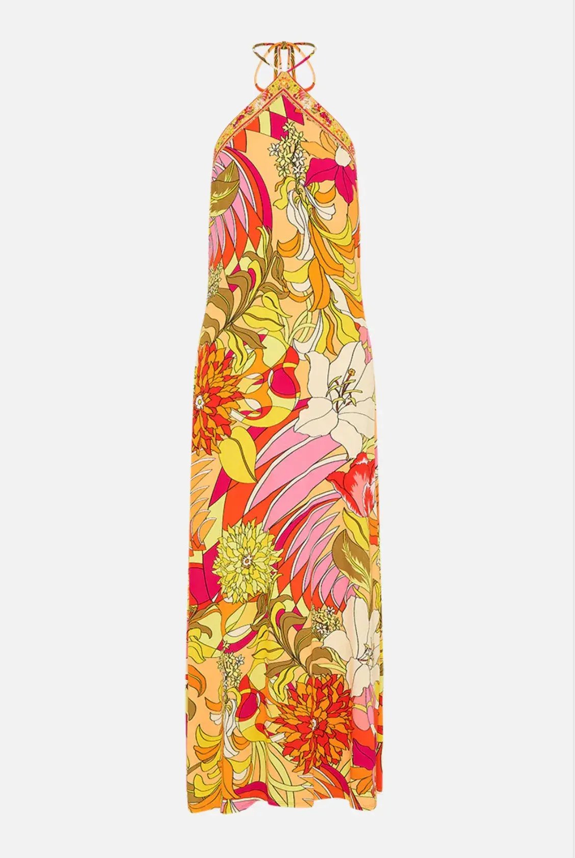 Camilla Long Jersey Halter Dress The Flower Child Society Size XXS / AU 6 photo 3