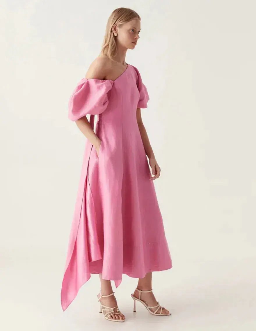 Aje Arista Tulip Sleeve Midi Dres Size 12 photo 3