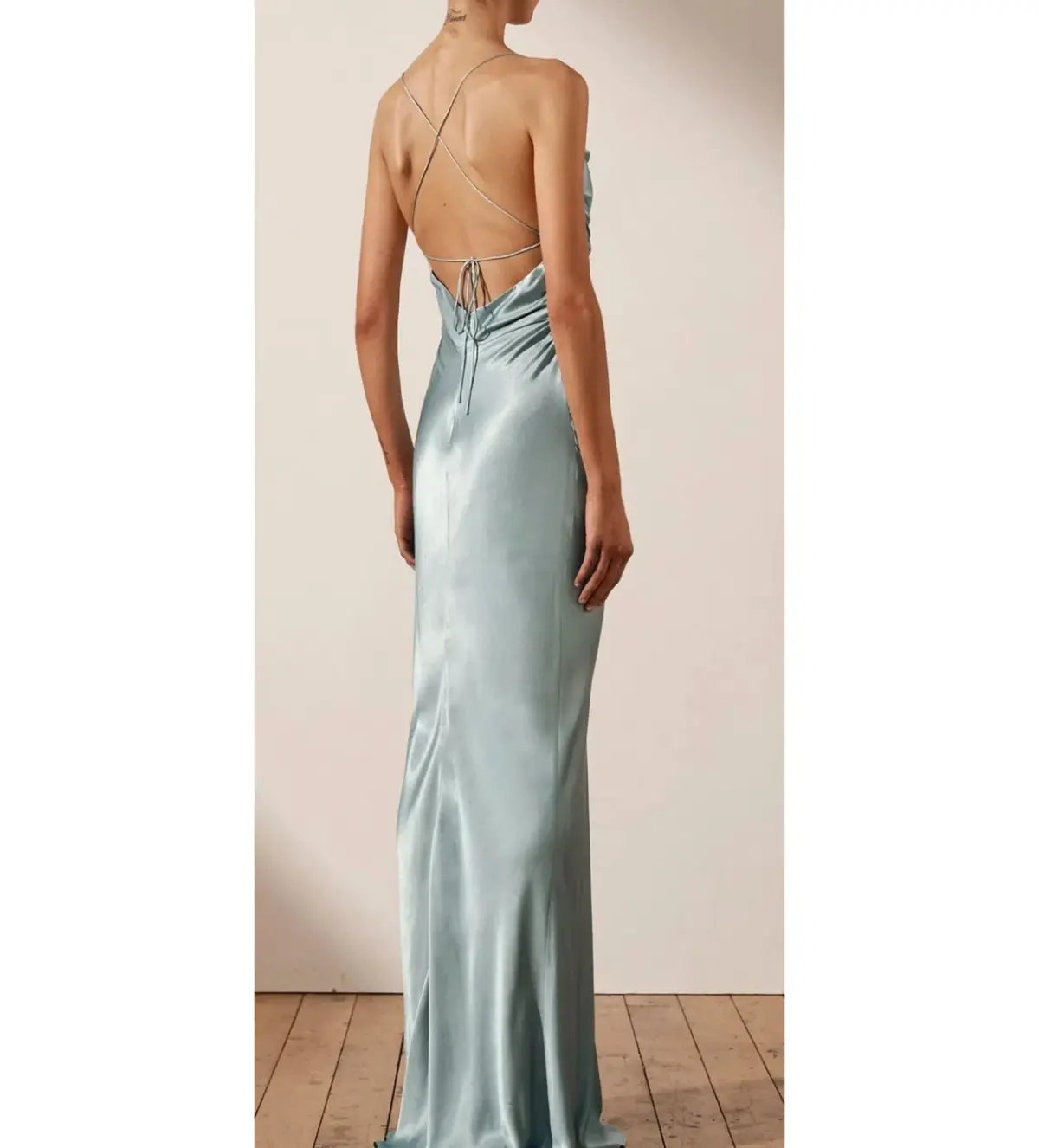 Shona Joy La Lune Lace Back Maxi Dress Powder Blue Size 8 photo 3