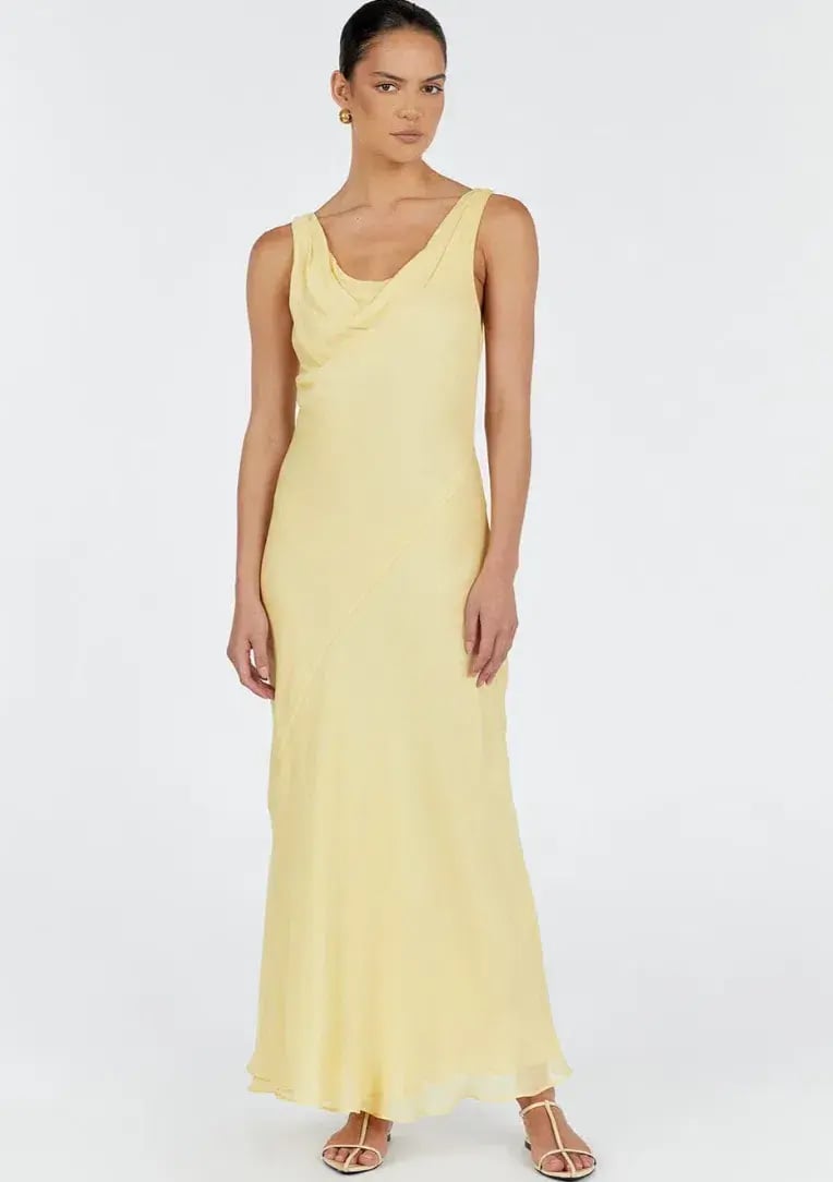 Dissh Johnny Cowl Neck Dress Lemon Yellow Size 6 photo 4