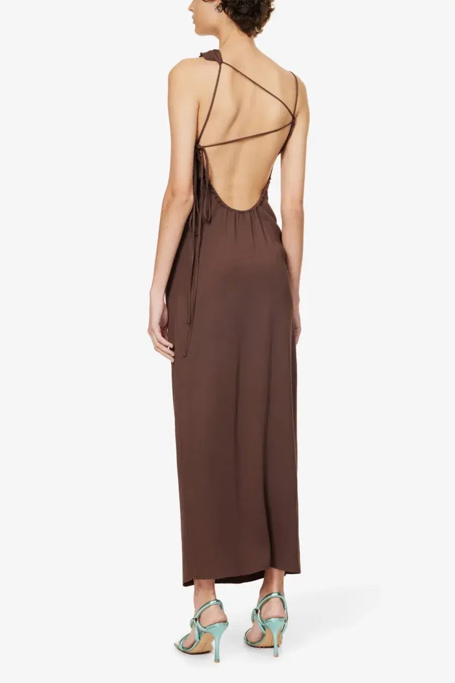 Christopher Esber Cowl Drape Dress Chocolate Size 14 AU photo 3
