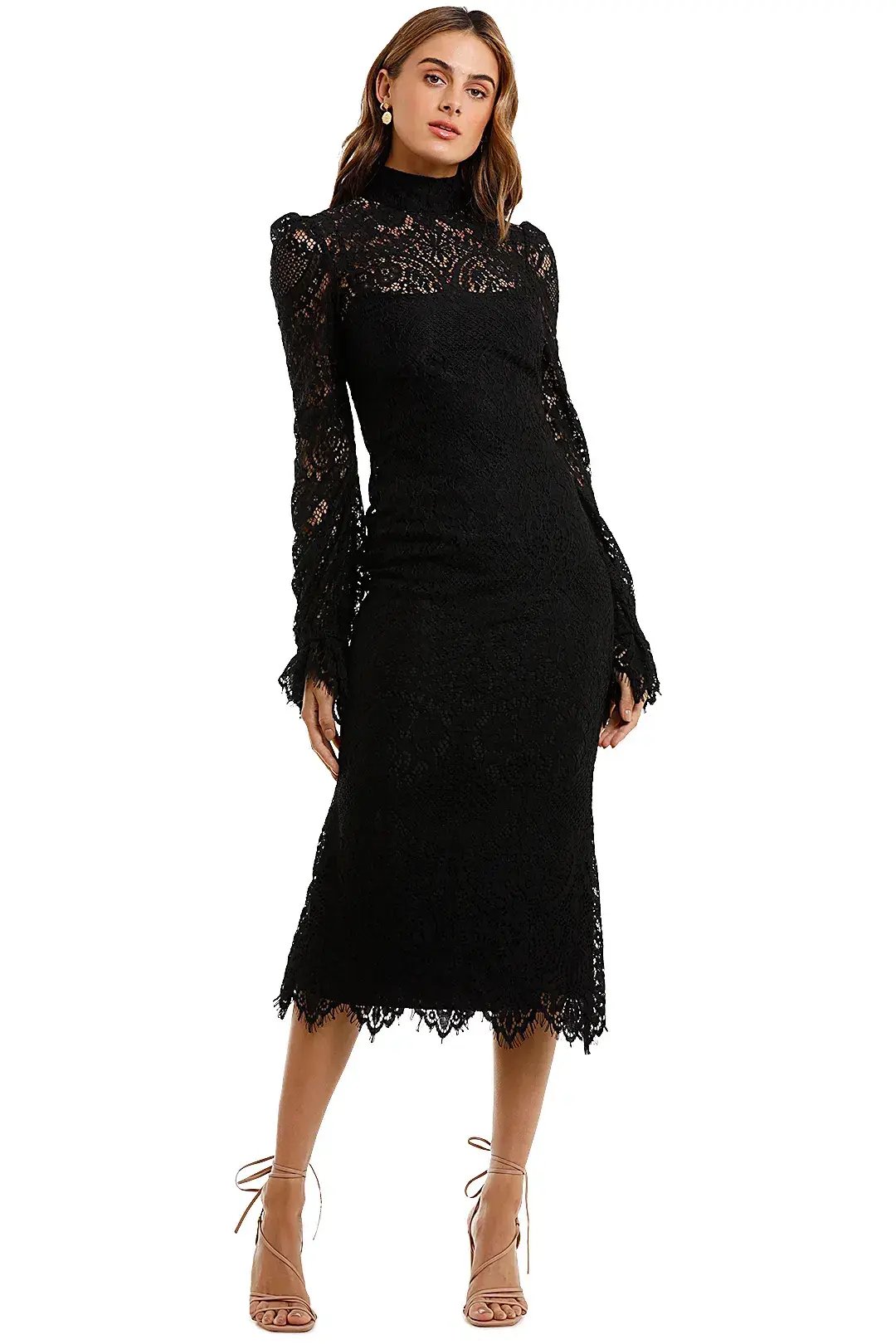 Wandering Lace Midi Dress Black Size 8 photo 4