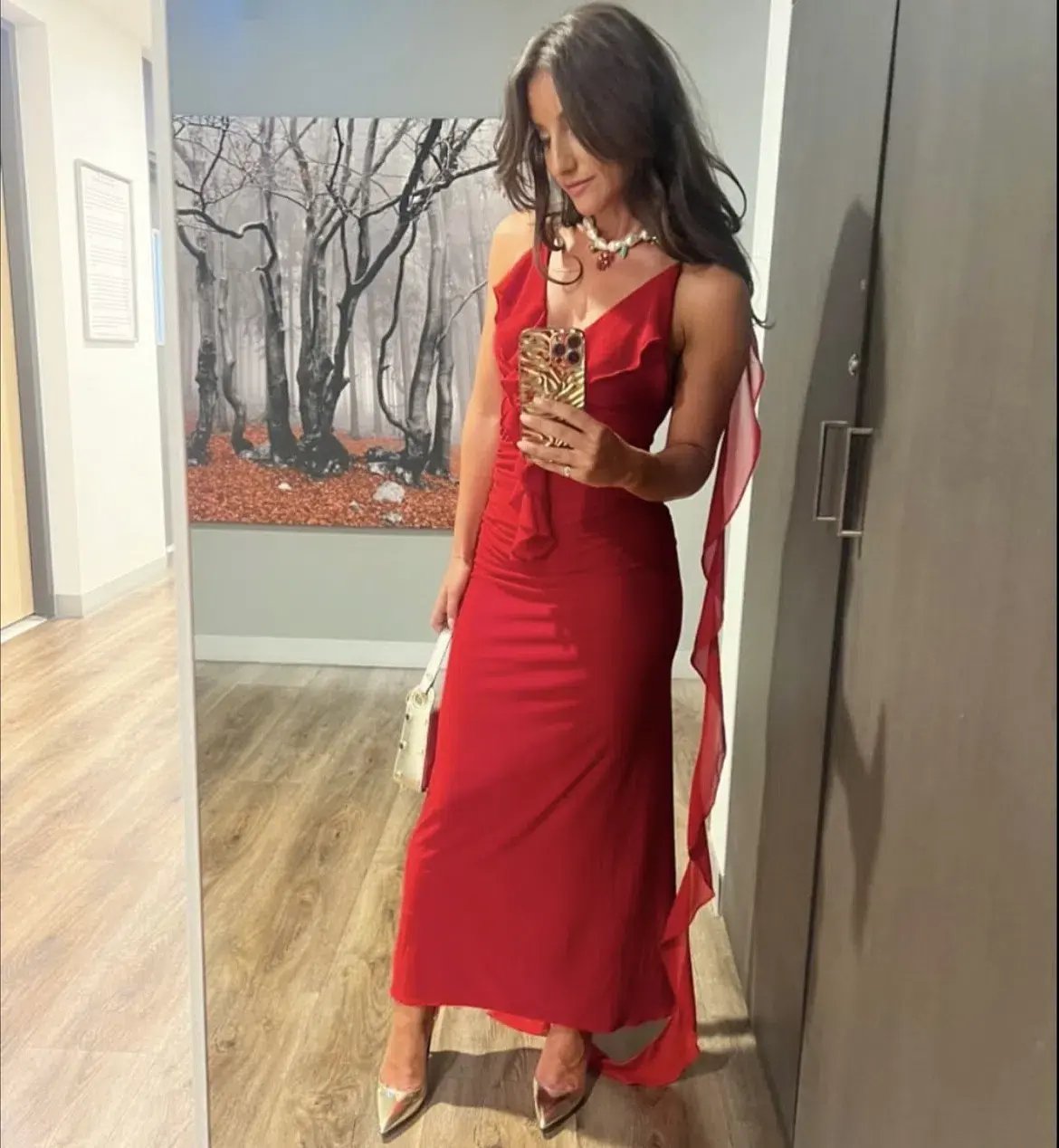 Melani The Label Red Floor Length Dress Red XS/Au 8 photo 4