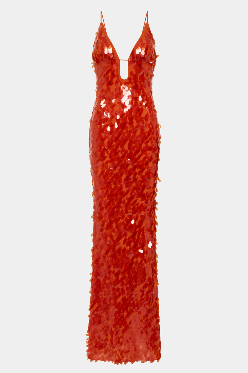 MISHA COLLECTION SAPPHIRE SEQUIN MAXI DRESS - RED photo 2