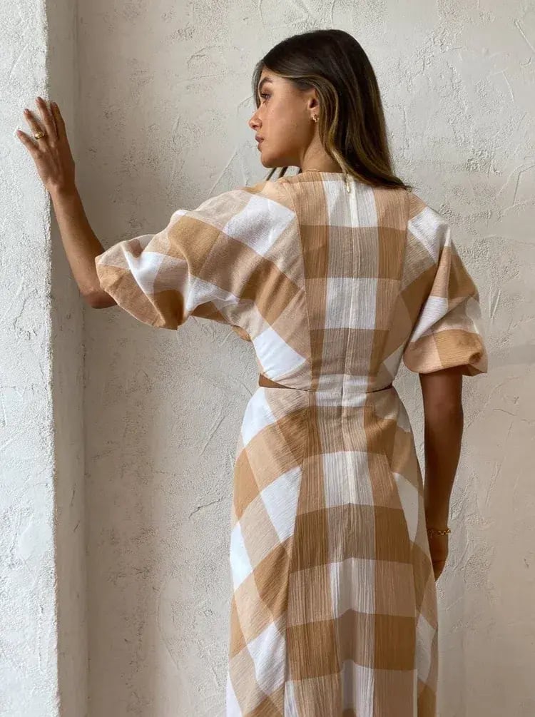 Significant Other Frida Dress In Caramel Check Print Size AU 6 photo 5