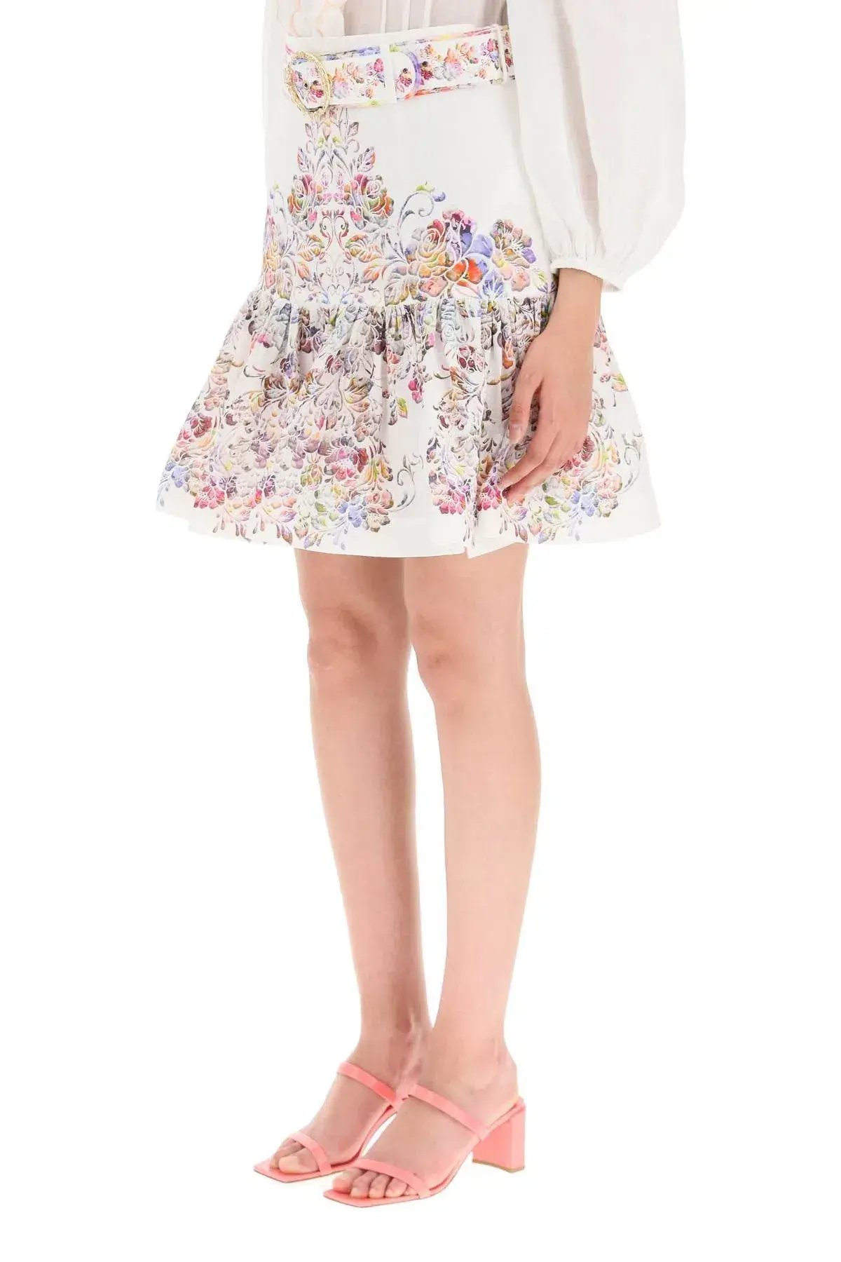 Zimmermann Prima Flip Linen Mini Skirt Floral Size 0P / Au 6P photo 3