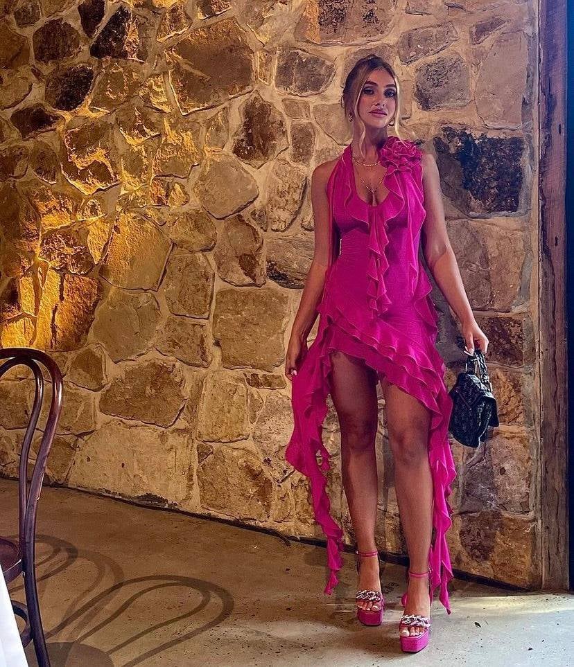 Fanci Club Garden of Eden Dress in Hot Pink photo 2