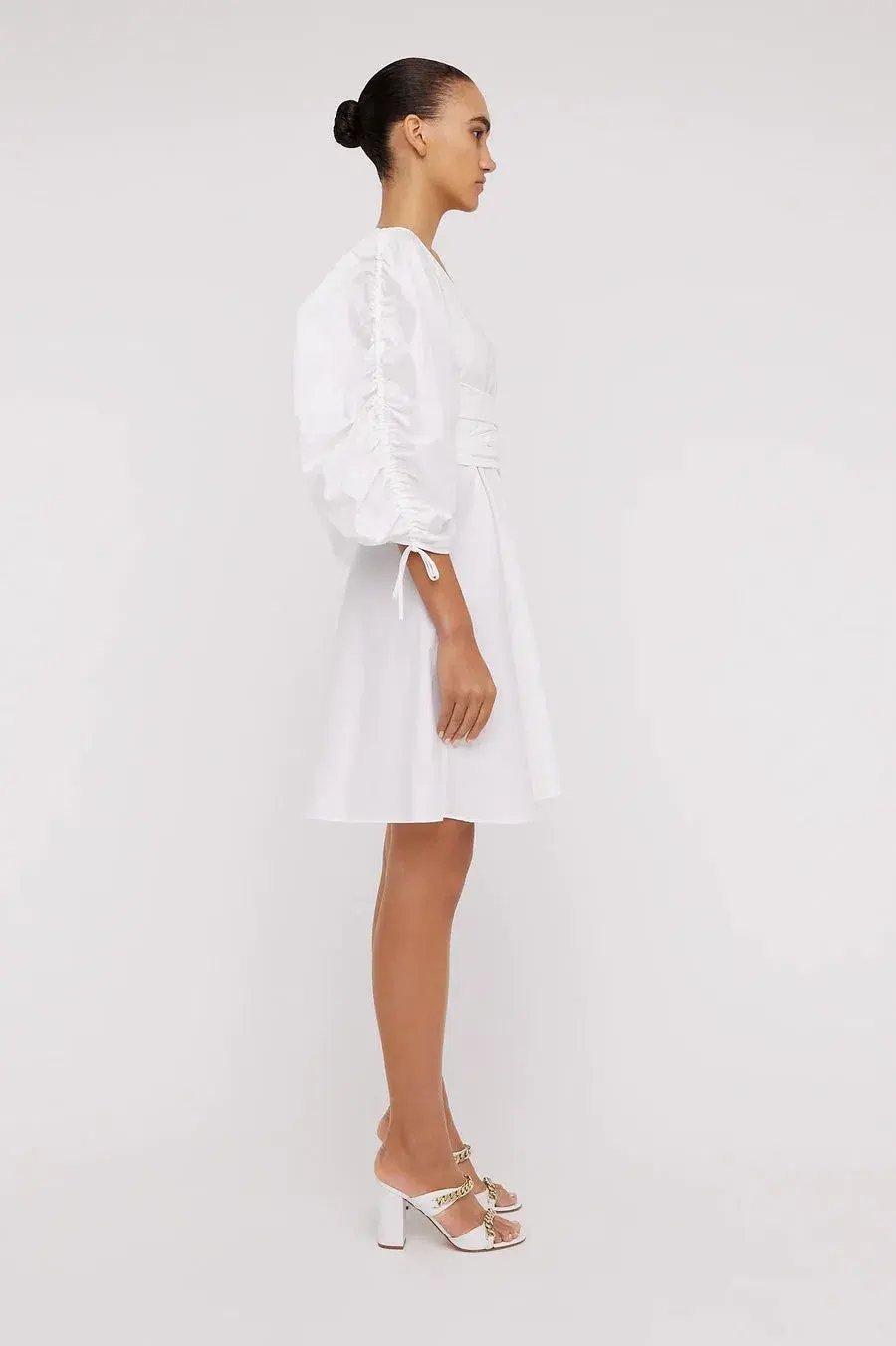 Scanlan Theodore Parachute Gather Sleeve Mini Dress White Size 6 / XS photo 4