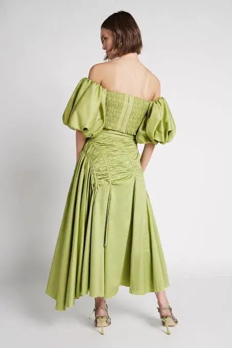 Aje Siren Cropped Top and Midi Skirt Set Green Size 4 photo 3