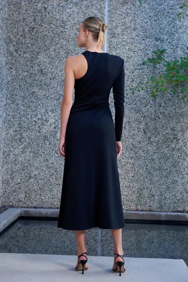 Misha Clarence Stretch Twill Midi Dress Black Size 10 photo 2