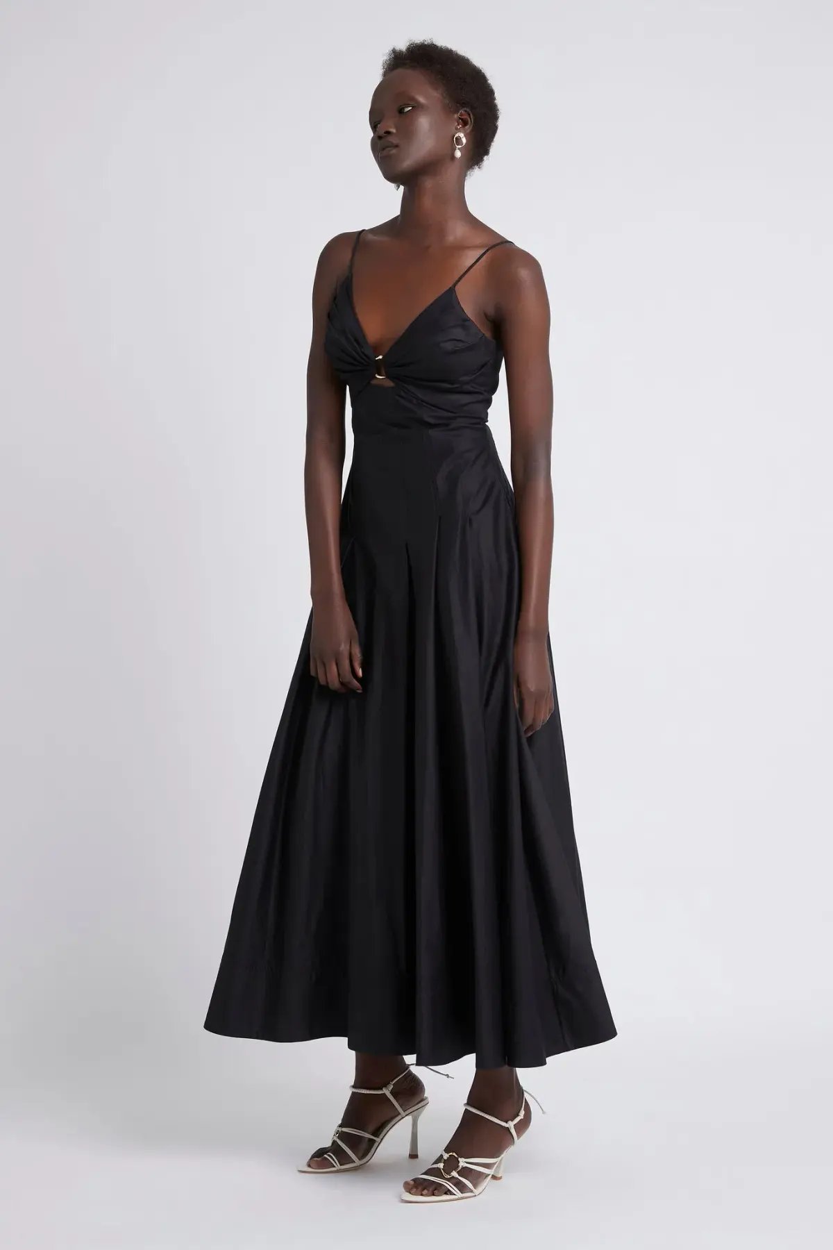Aje Solstice Strappy Ring Midi Dress Black Size 8 photo 2
