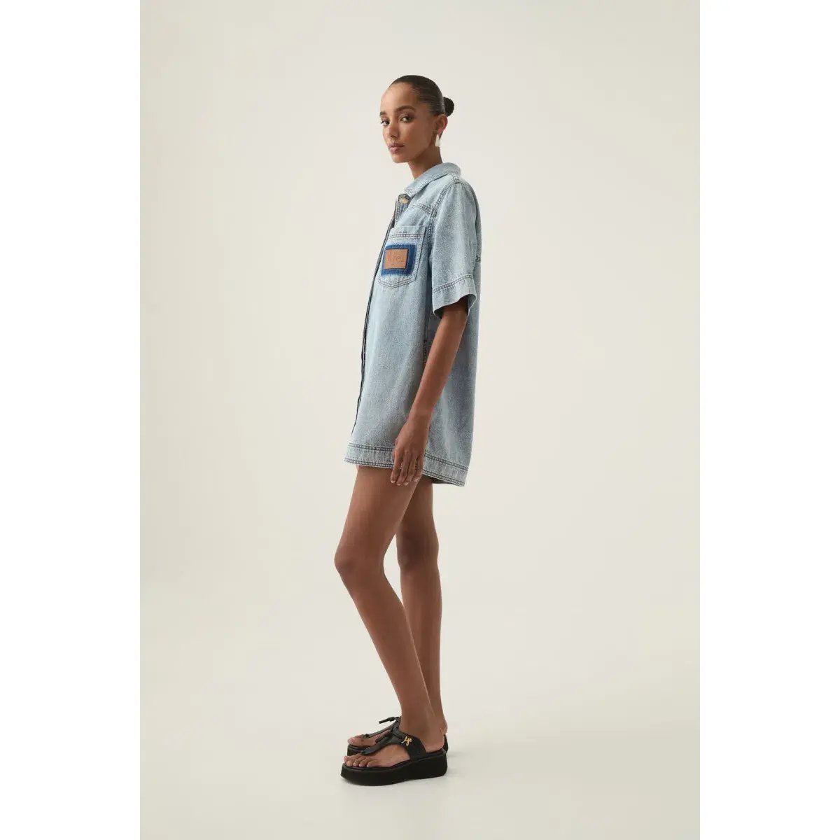 Aje Aura Denim Mini Tunic Dress Size 10 photo 2