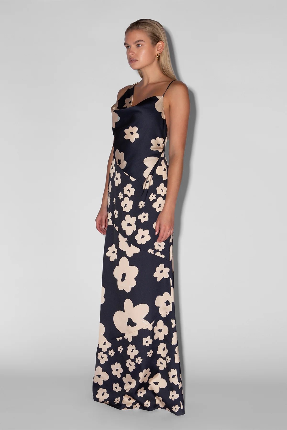 THE WOLF GANG AMOR COWL NECK DRESS - NAVY FLORAL photo 2
