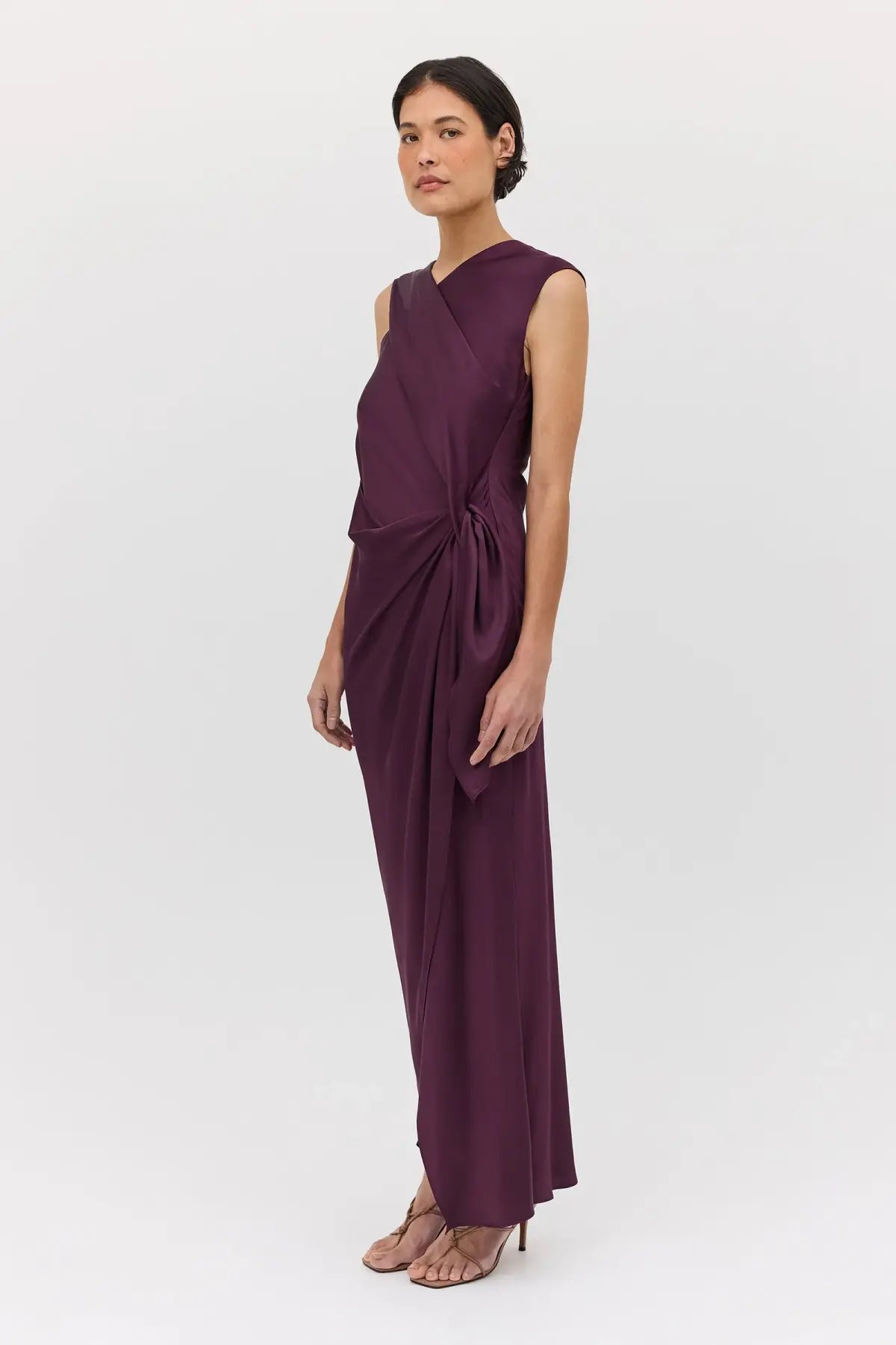 Bianca Spender Aubergine Satin Deviation Gown Size 10 photo 4