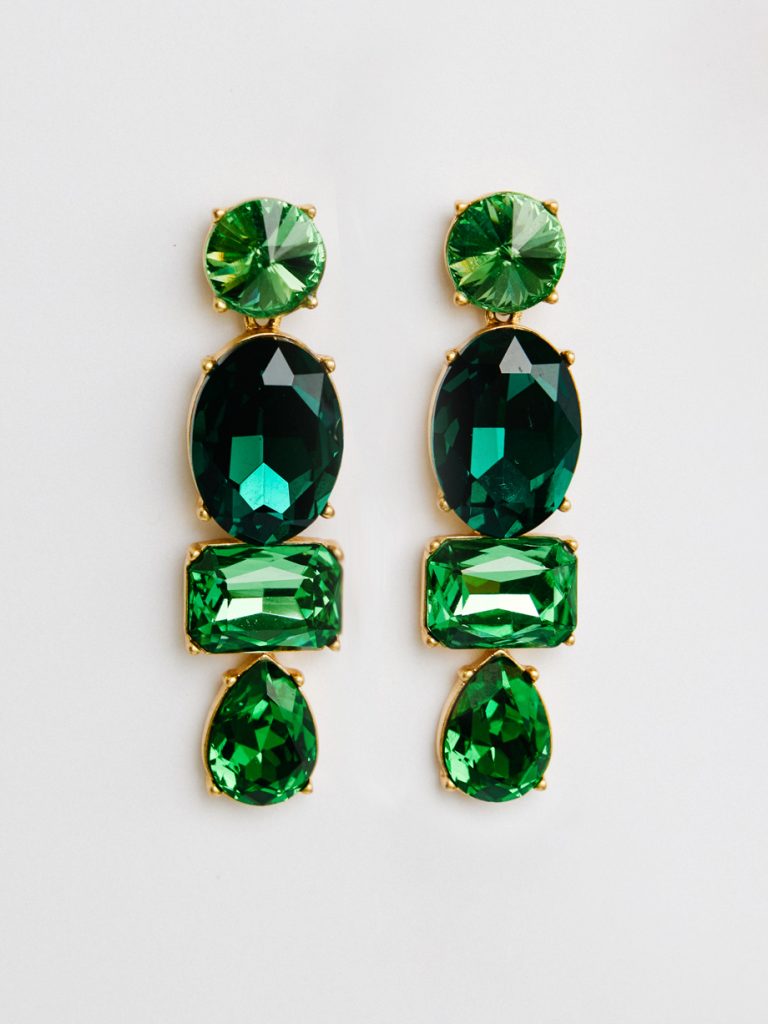 Oscar De La Renta Oscar De La Renta Green Crystal Earrings photo 4
