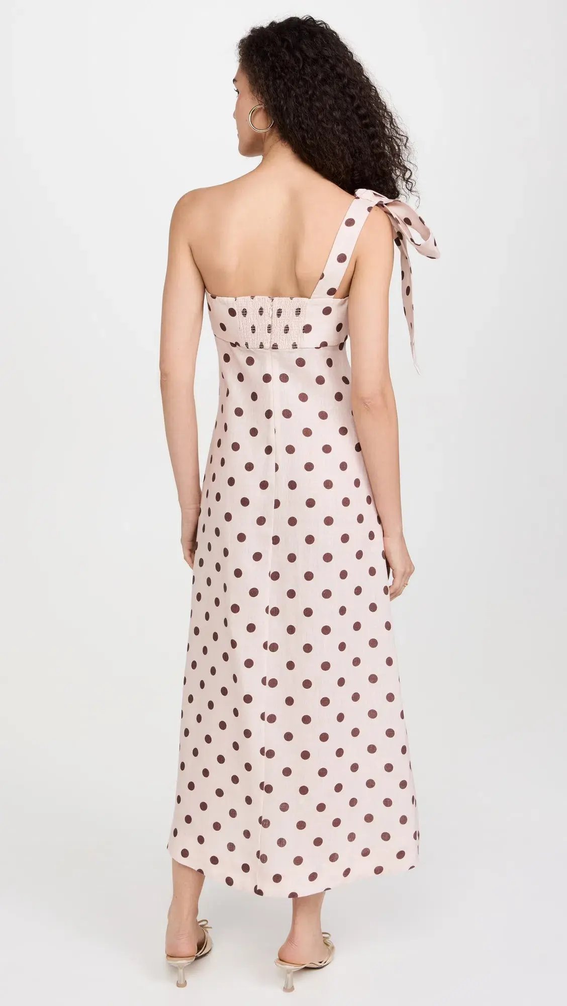 Zimmermann Acacia One Shoulder Midi Dress in Cream/Tan Dot Size 1 / AU 10 photo 3