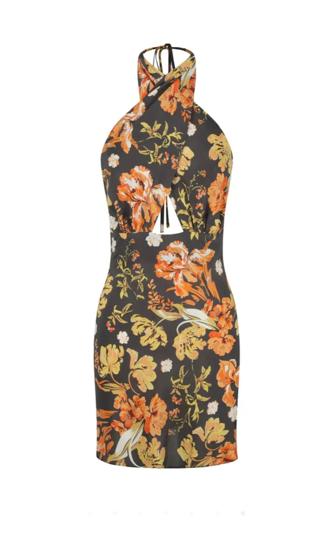 Okala Silk Cross Front Halter Mini Dress Size 10 photo 5