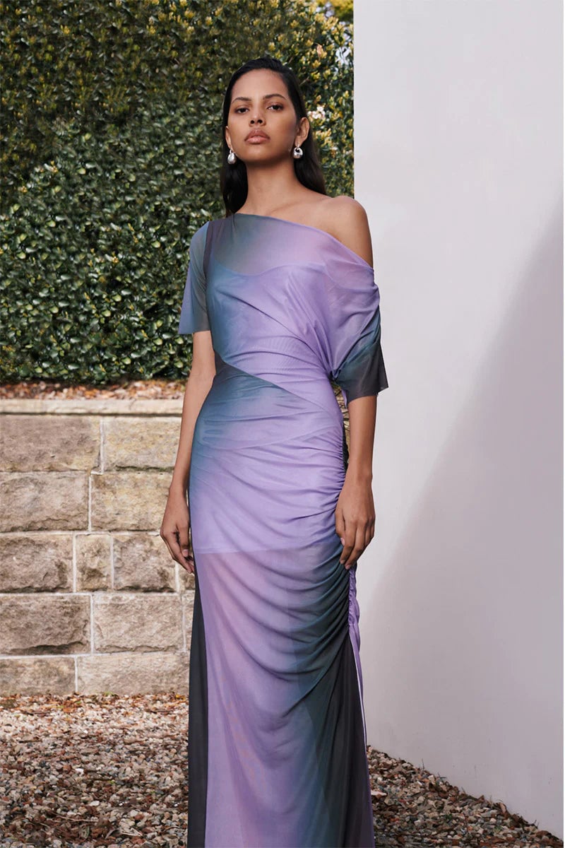 SUBOO OLAFUR DRAPED COWL NECK LONGLINE DRESS - PRINT photo 2
