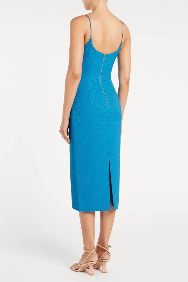 Rebecca Vallance The Hermosa Bow Midi Dress Blue Size 10 photo 2