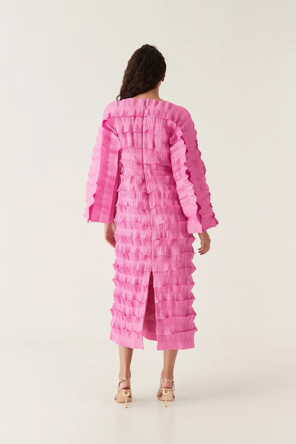 Aje Palladium Ruffled Midi Dress Pink  Size 10 photo 4