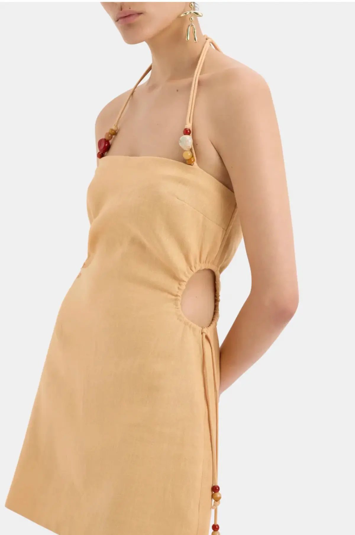 Sir the Label Antonia Beaded Mini Dress Light Tan Size 0 / AU 6 photo 2