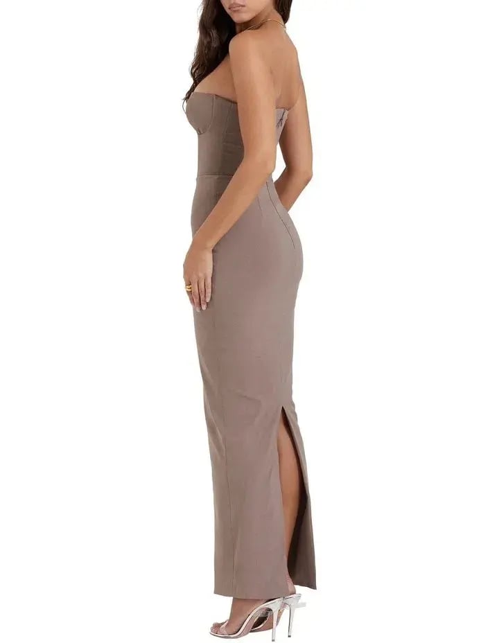 House of CB Lucia Strapless Corset Maxi Dress Taupe Size M / AU 10 Regular Bust Cup photo 2