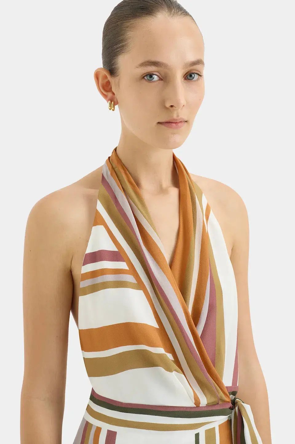 Sir the Label Caprera Wrap Halter Mini Dress Milazzo Stripe Print Size 1 / AU 6-8 photo 7