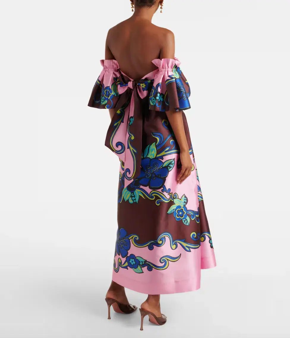 Alémais Azalea Off-shoulder Satin Midi Dress Floral Size AU 16 photo 6